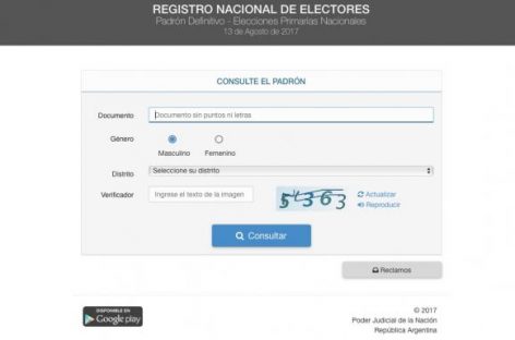 Ya es oficial el padrón definitivo para las PASO