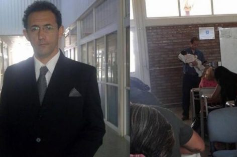 Emocionante: un profesor cuida bebé de su alumna en examen