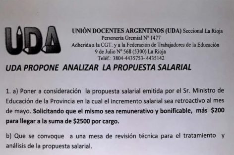 UDA se diferencia de AMP y pide $2500 por cargo remunerativos