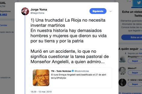 Yoma encendió la polémica por la muerte de Angelelli