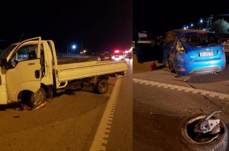 FRENÓ EN UN CONTROL VIAL Y SE LO LLEVÓ PUESTO UN UTILITARIO