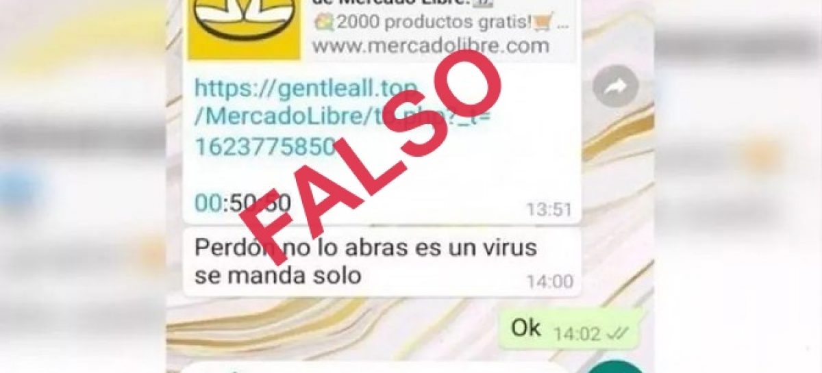 FALSO MENSAJE DE MERCADO LIBRE SE VIRALIZA PERO ES UNA ESTAFA VIRTUAL