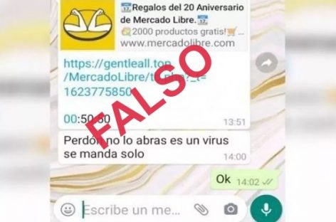 FALSO MENSAJE DE MERCADO LIBRE SE VIRALIZA PERO ES UNA ESTAFA VIRTUAL